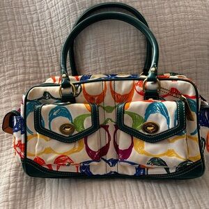 Coach “Scribble Stitch” Turn Lock Satchel Bag